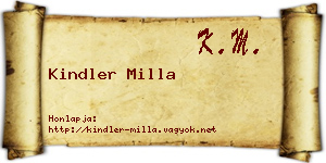 Kindler Milla névjegykártya